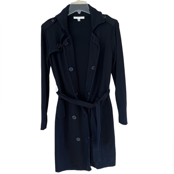 CAbi double breasted sweater coat black size small ties at waist front Pockets - Picture 1 of 16